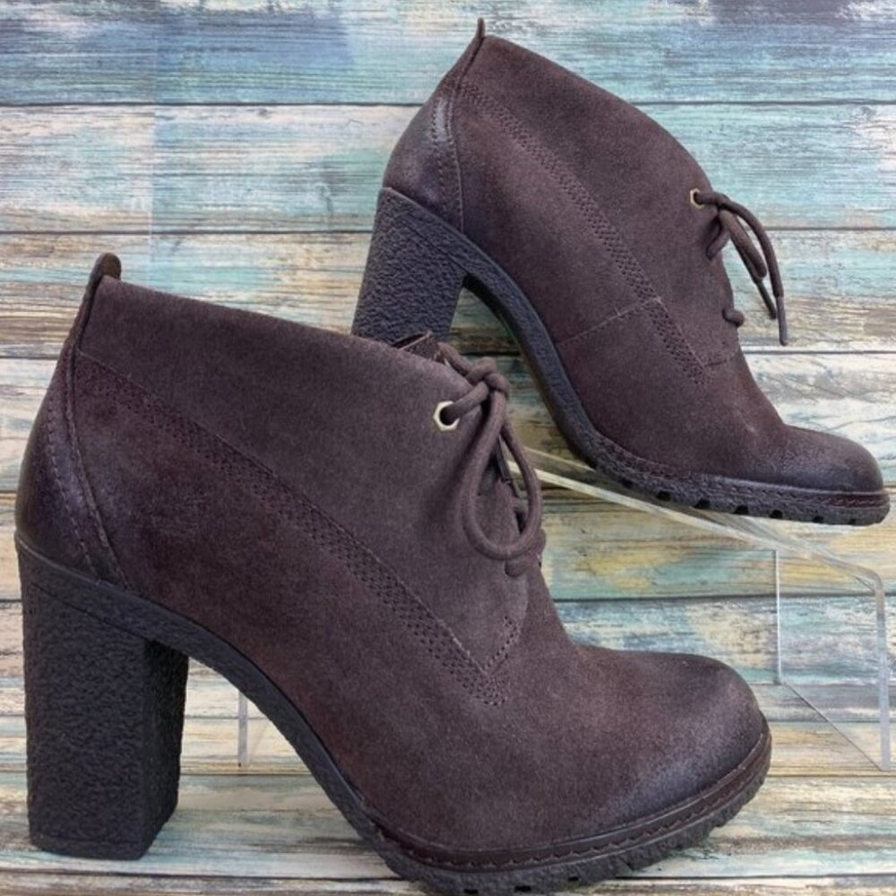 Timberland Earthkeepers Glancy Ankle Booties Sz 8M Brown Lace Up Heeled Womens